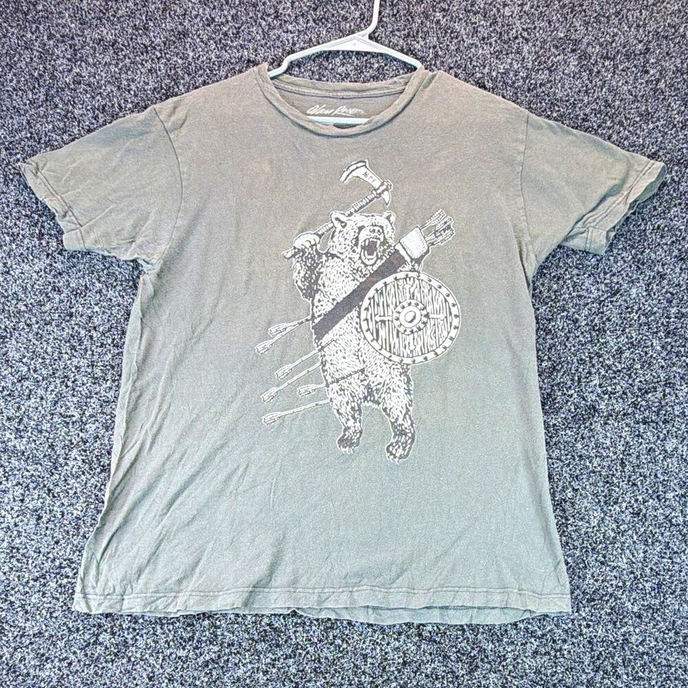 Olan Rogers Men's Gray Bear Graphic Crew Neck Short Sleeve Cotton T-Shirt M